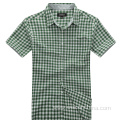 Green Checked Mens Shirt with Short Sleeves